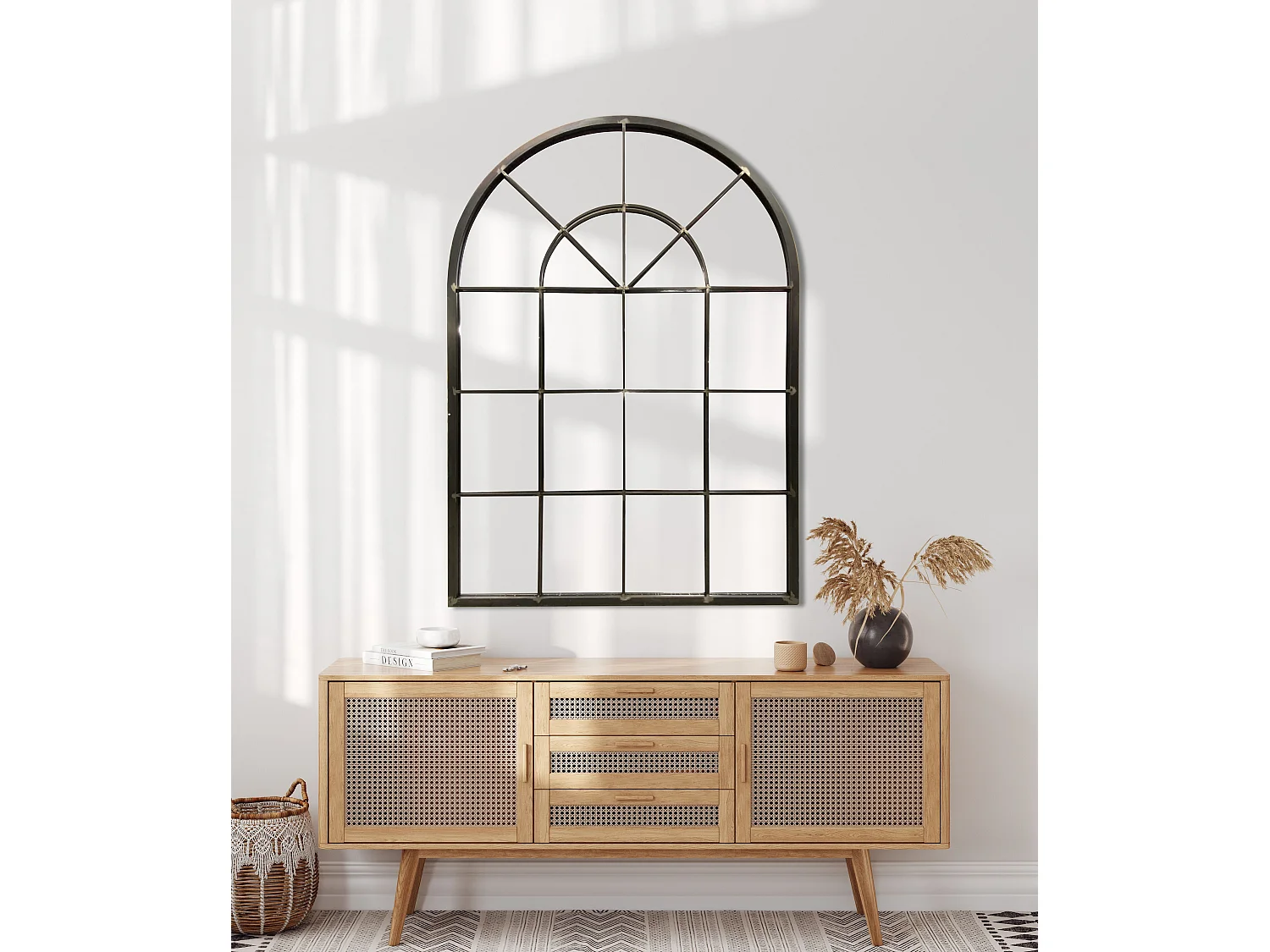 Miroir fenêtre arquée 93x135cm Noir