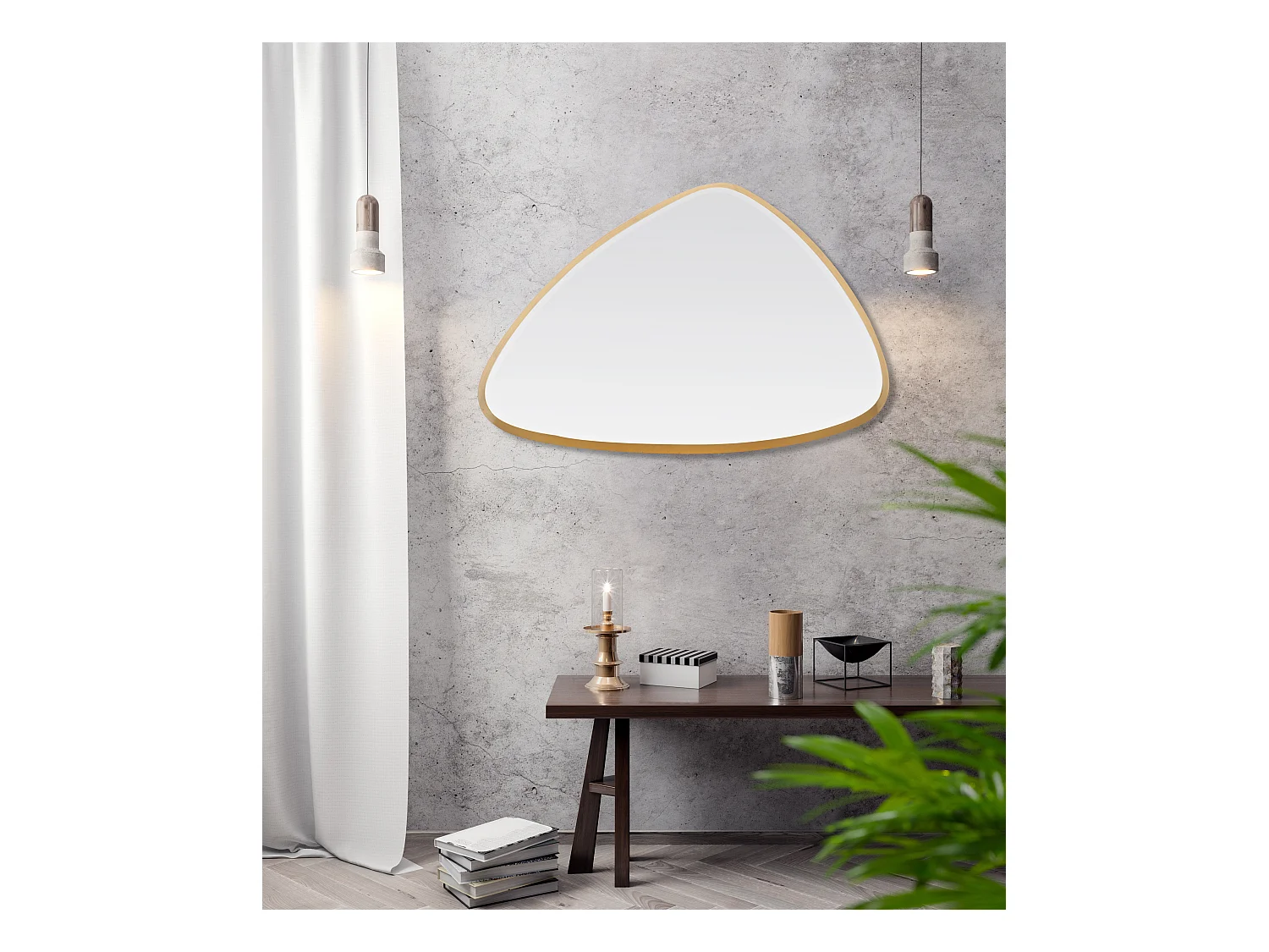 Miroir biseauté triangle doré 62x42x4cm