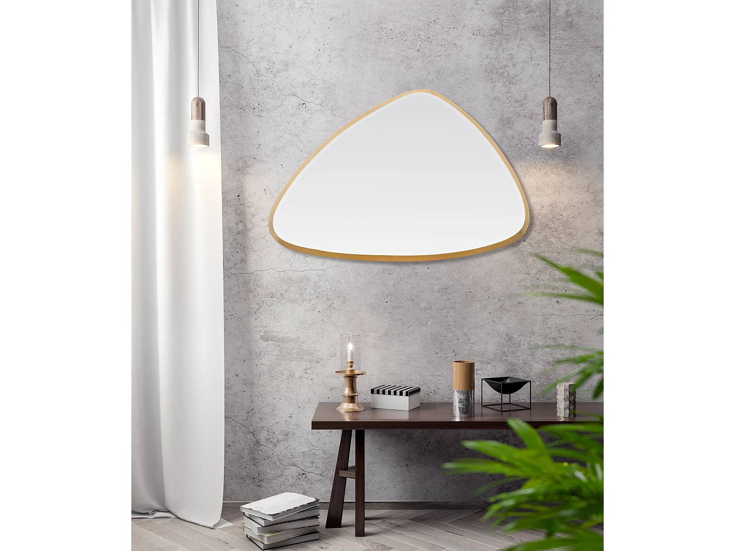 Miroir biseauté triangle 62x42x4cm Doré