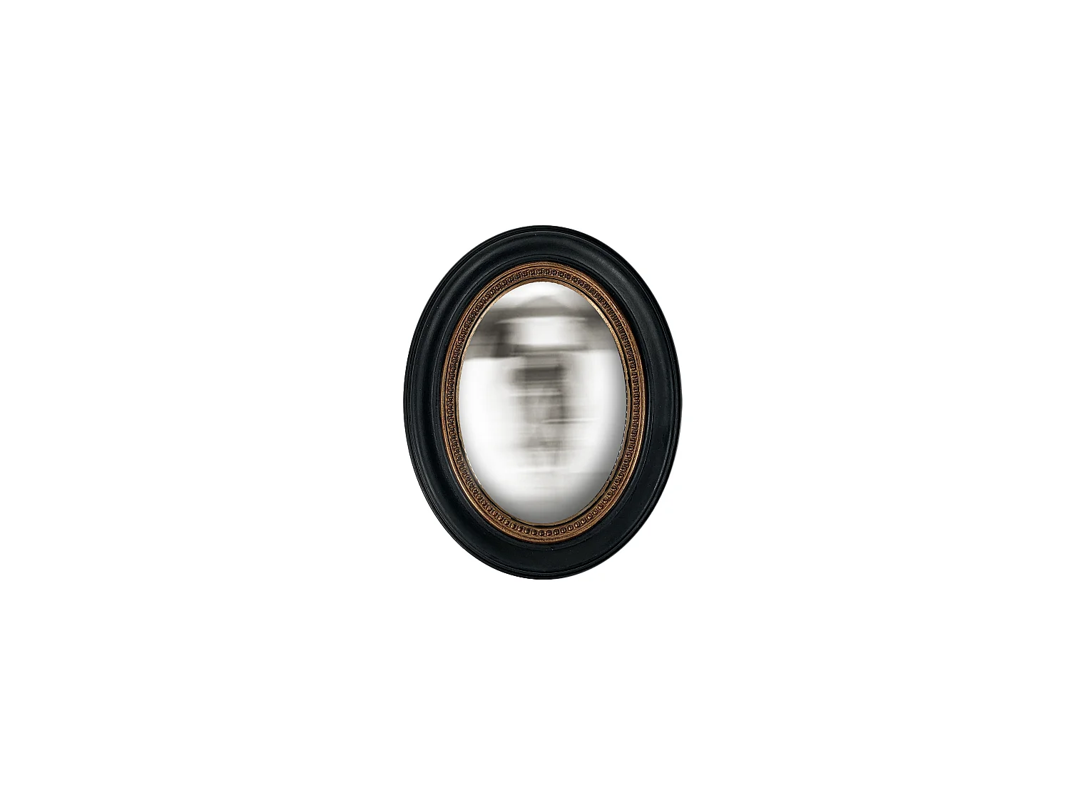Miroir convexe ovale noir et doré 24x19cm