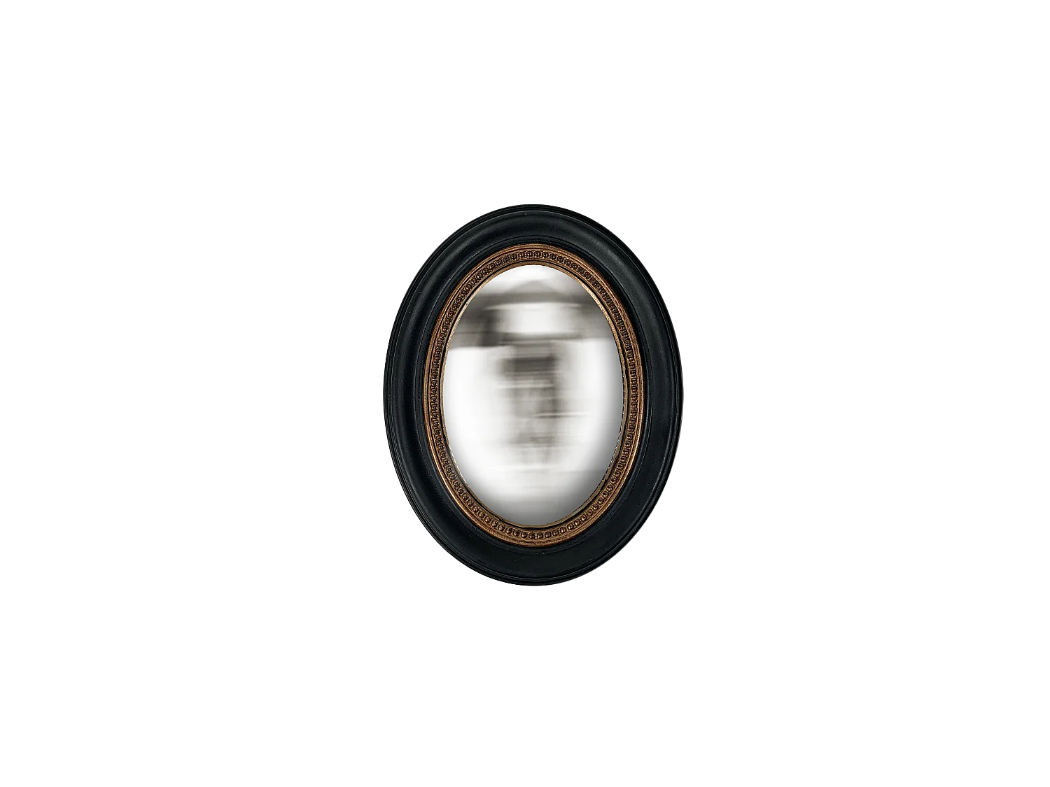 Miroir convexe ovale noir et doré 24x19cm