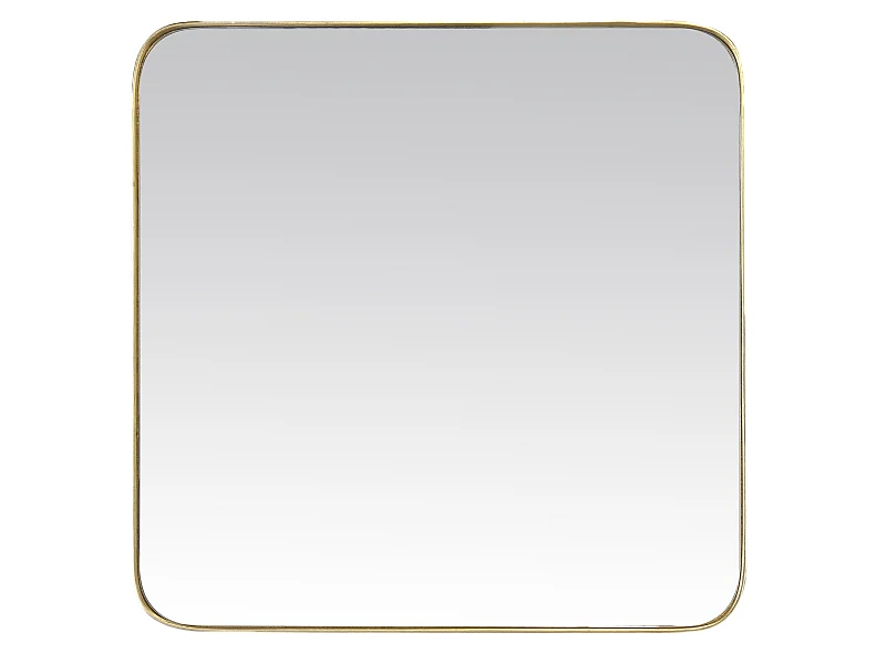 Miroir carré aux bords arrondis en métal doré 120x120cm
