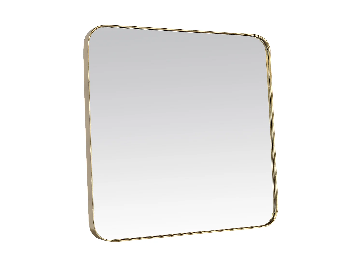 Miroir carré aux bords arrondis en métal doré 120x120cm