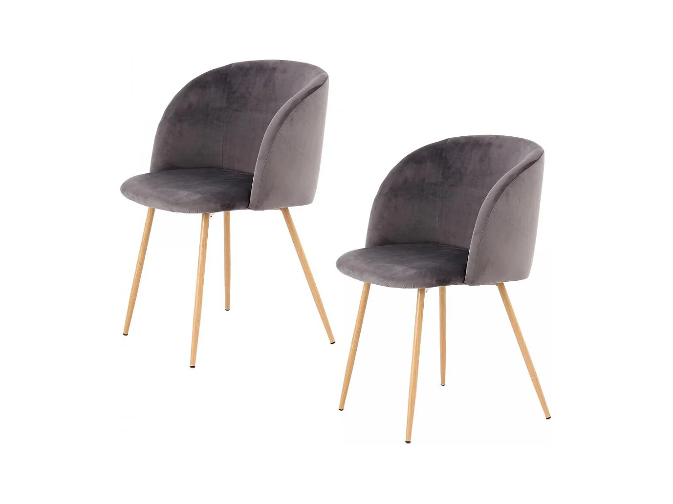 Chaise semi artisanal LOT DE 2 ANA 56x54x84 gris