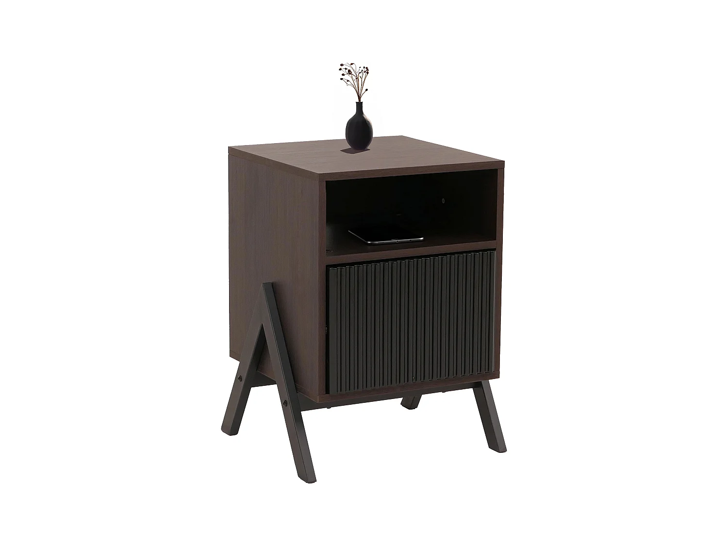 Table de chevet MCW-O40,  aspect noyer