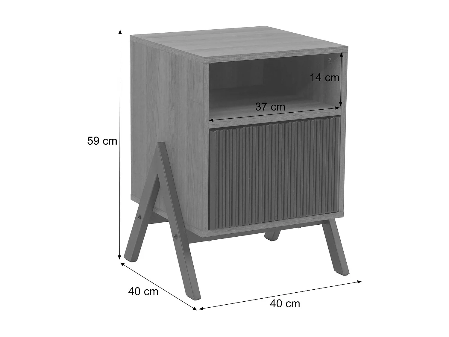 Comodino MCW-O40, cassettiera, tavolino appoggio, armadietto, cassetto, MDF, metallo, melamina, 59x40x40 cm ~ color noce