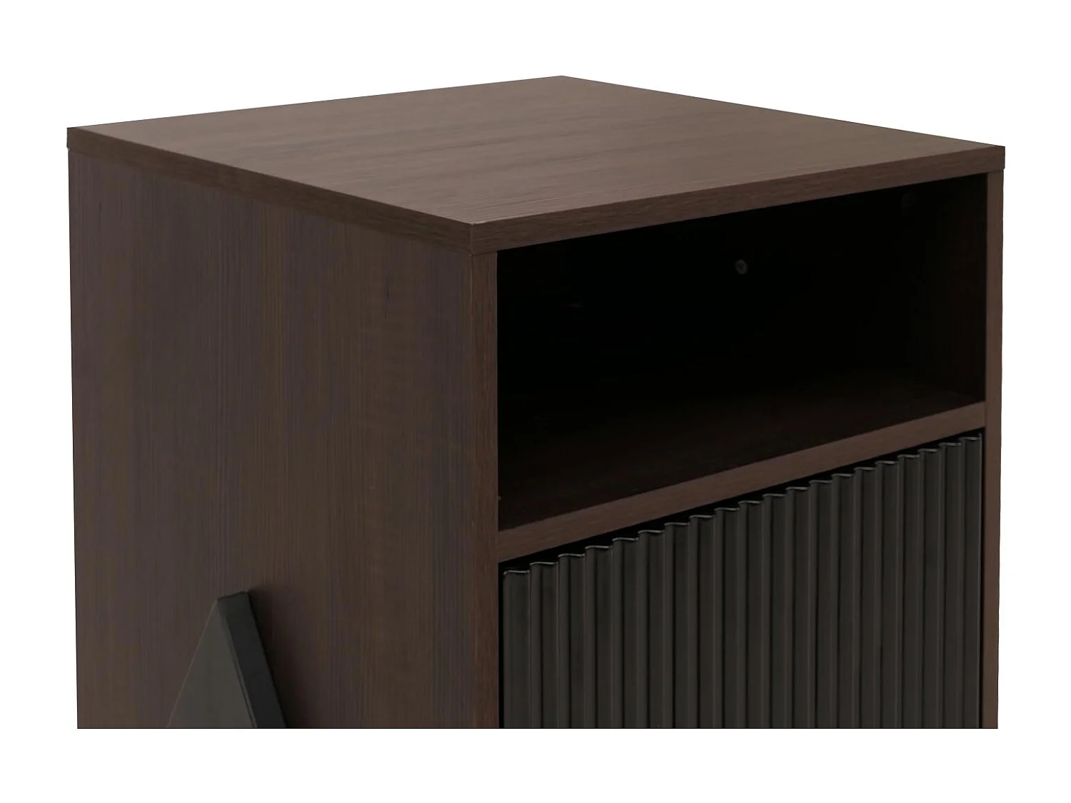 Comodino MCW-O40, cassettiera, tavolino appoggio, armadietto, cassetto, MDF, metallo, melamina, 59x40x40 cm ~ color noce