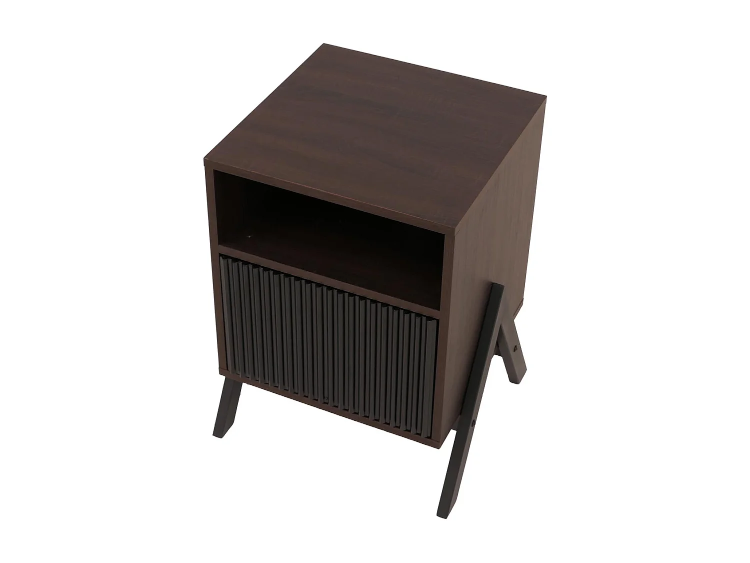 Comodino MCW-O40, cassettiera, tavolino appoggio, armadietto, cassetto, MDF, metallo, melamina, 59x40x40 cm ~ color noce