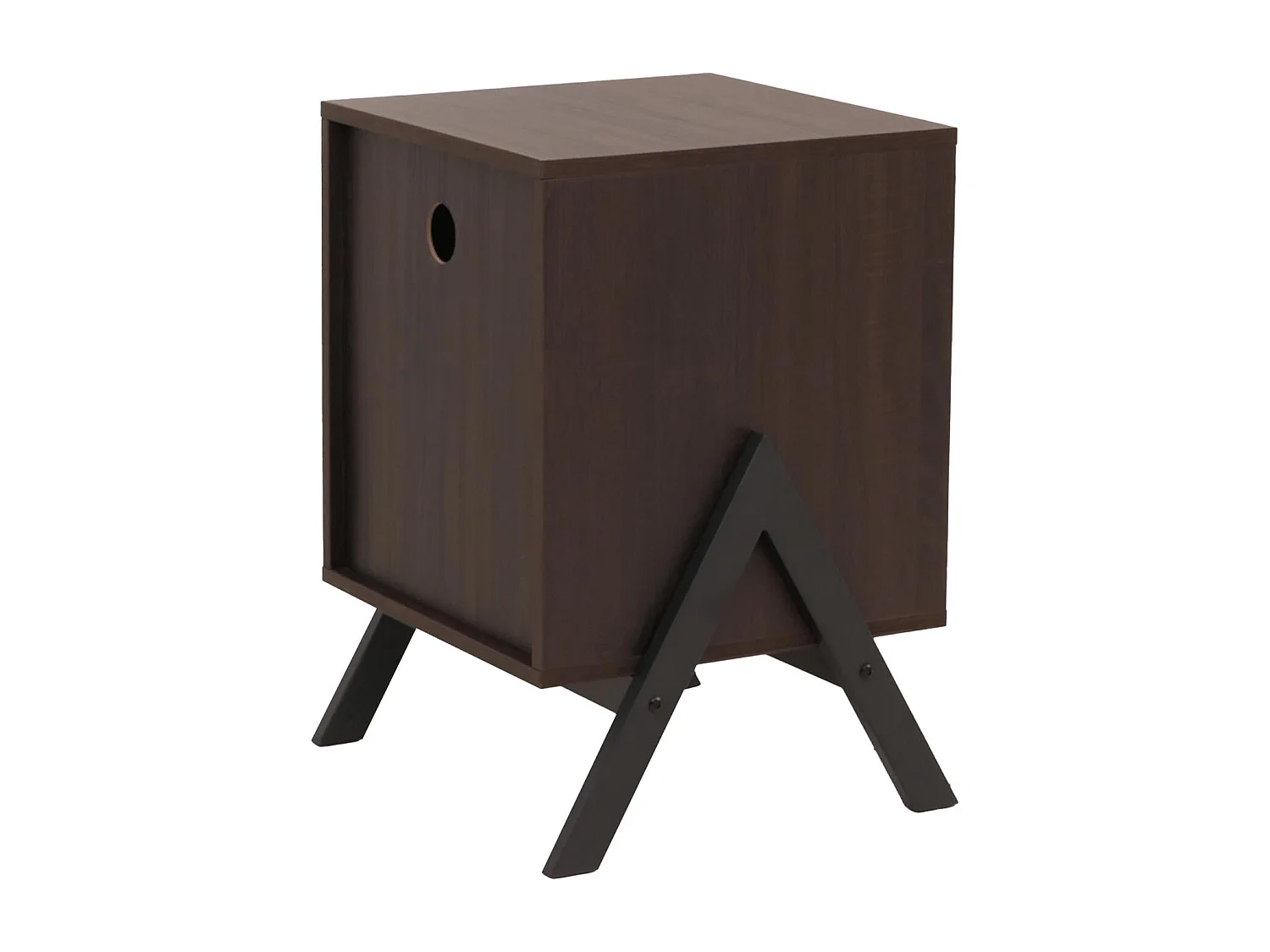 Comodino MCW-O40, cassettiera, tavolino appoggio, armadietto, cassetto, MDF, metallo, melamina, 59x40x40 cm ~ color noce