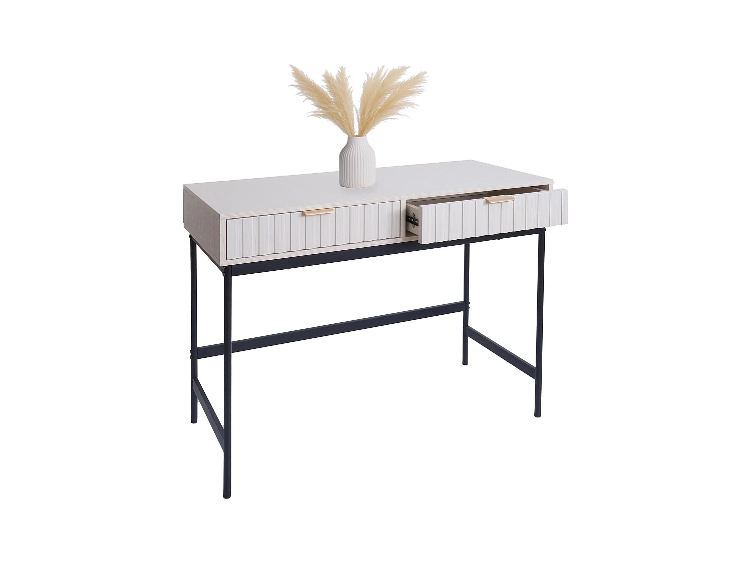 Tavolino console MCW-O41, tavolino telefono sideboard, cassetto industriale melamina 85x100x40 cm ~ effetto legno bianco
