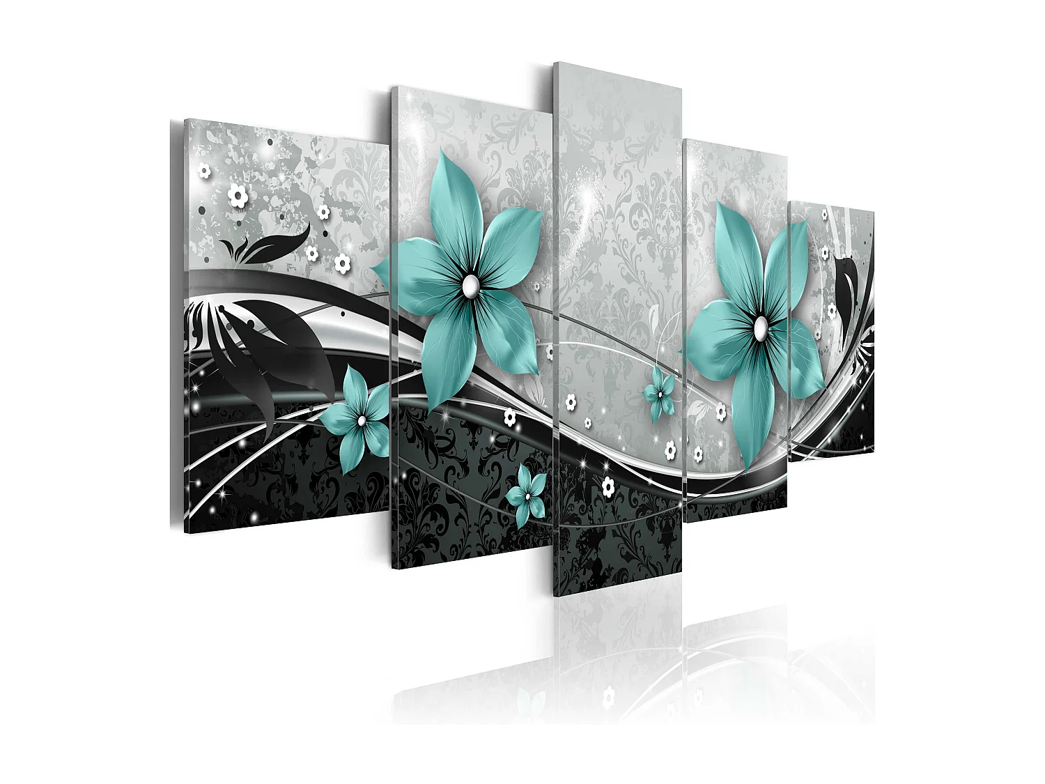 Quadro - Turchese fiore di notte - 100x50