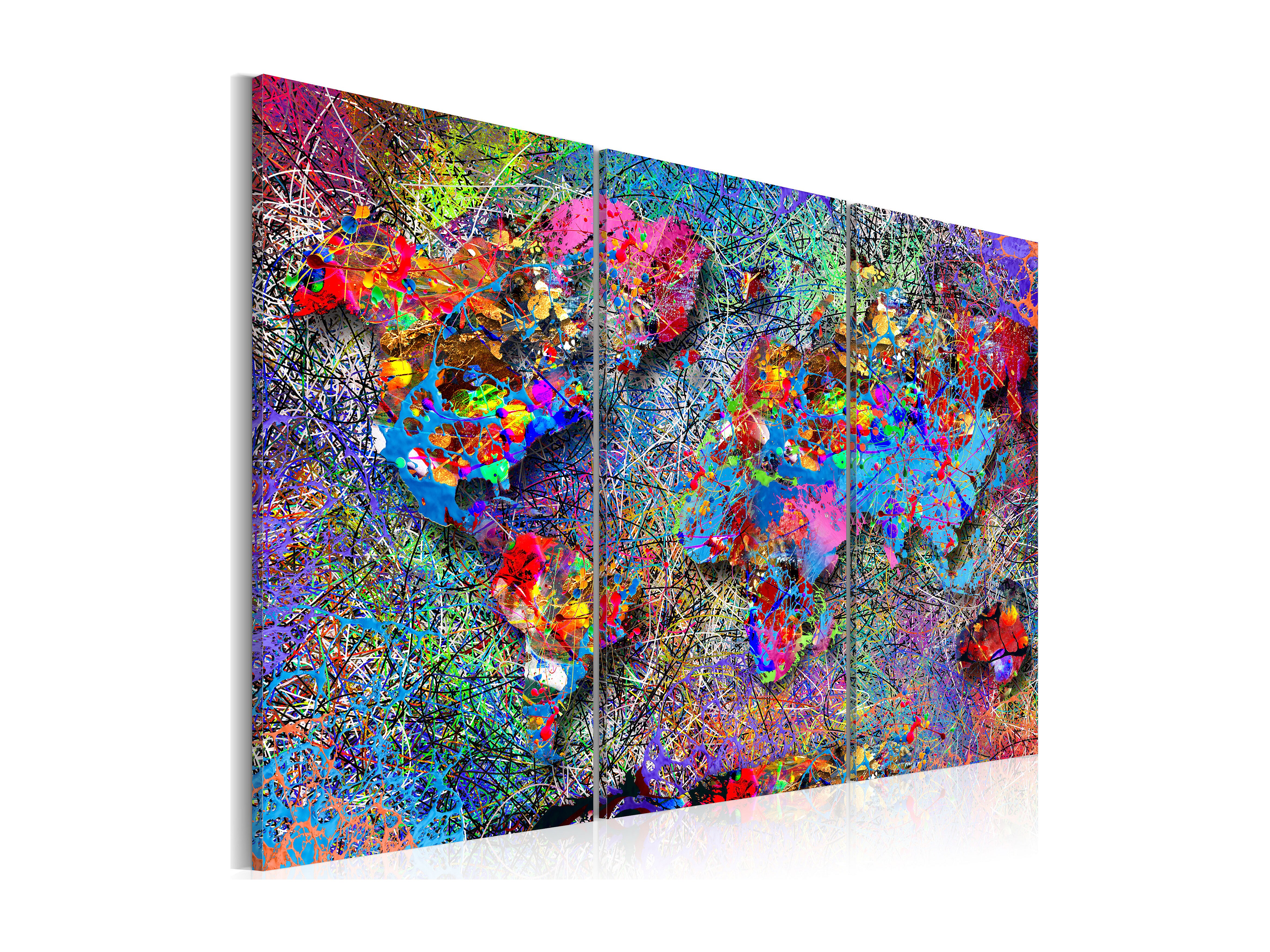 Quadro - World Map: Colourful Whirl - 90x60