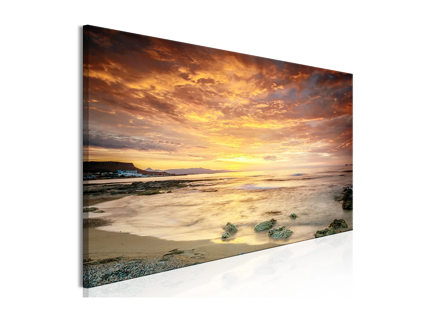 Quadro - Beach in Crete (1 Part) Narrow Orange - 120x40