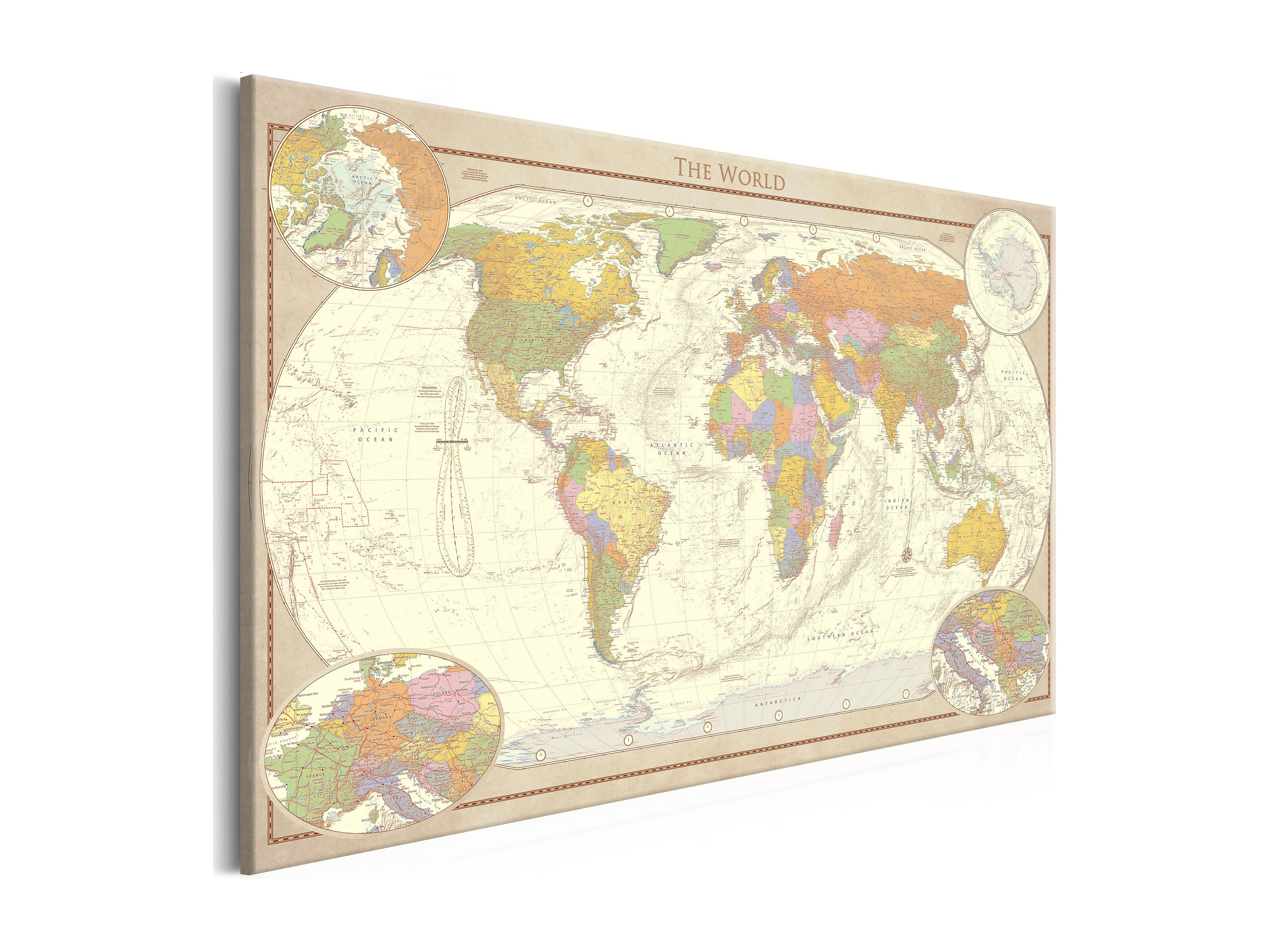 Quadro - Cream World Map - 120x80