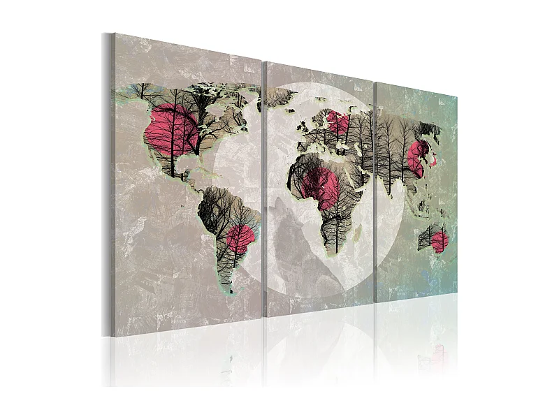 Quadro - Mappa del mondo: luna piena (trittico) - 90x60