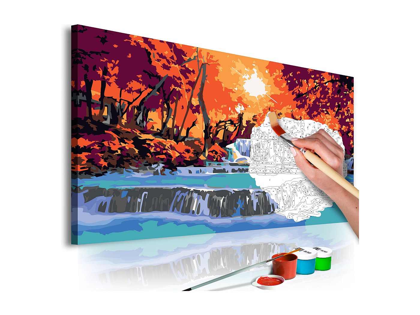 Quadro Stampa Su Tela Cascata Alba – Olio Paesaggio Naturale, Soggiorno, UK, Multimisura