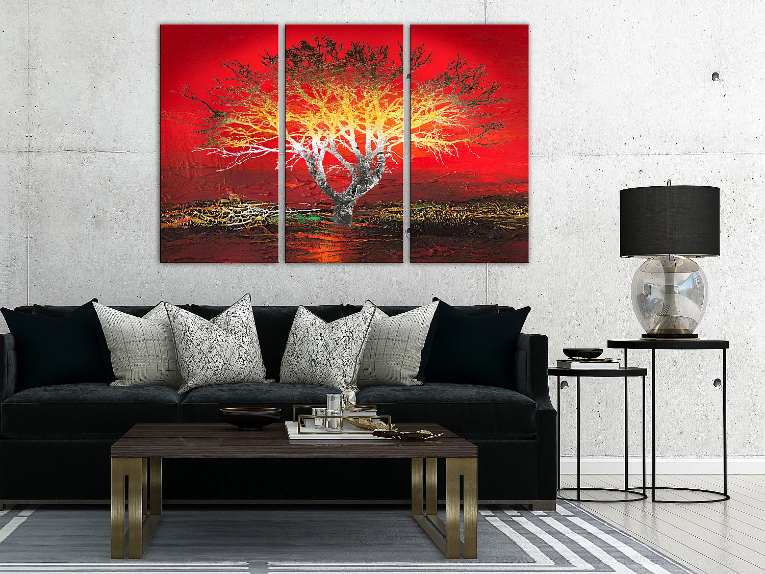 Quadro - Fiery Sky (3 Parts) - 90x60