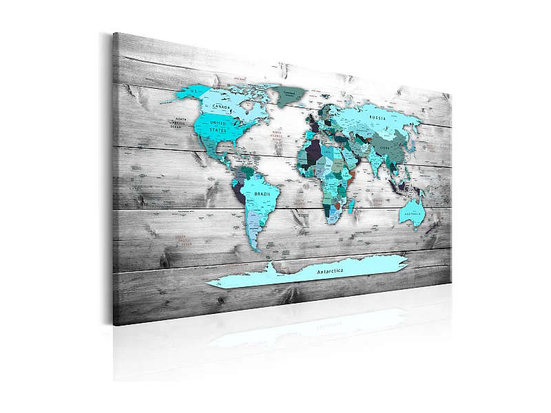 Quadro - World Map: Blue World - 60x40