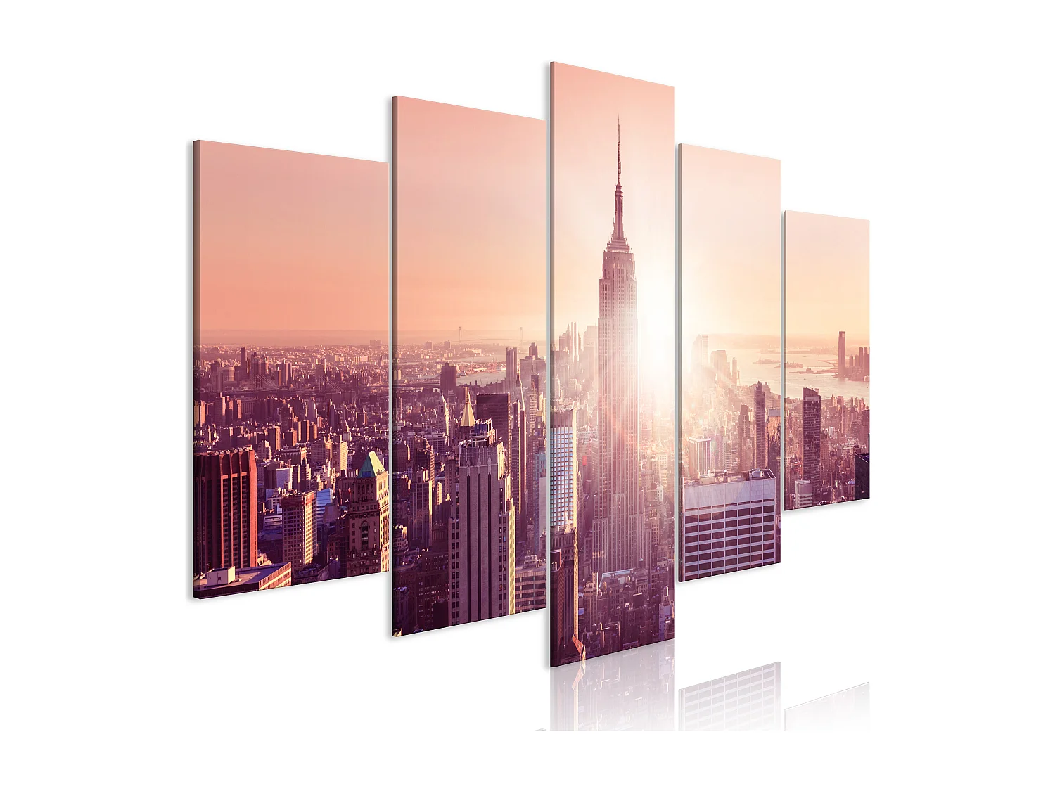 Quadro - Sun over Manhattan (5 Parts) Wide Orange - 100x50