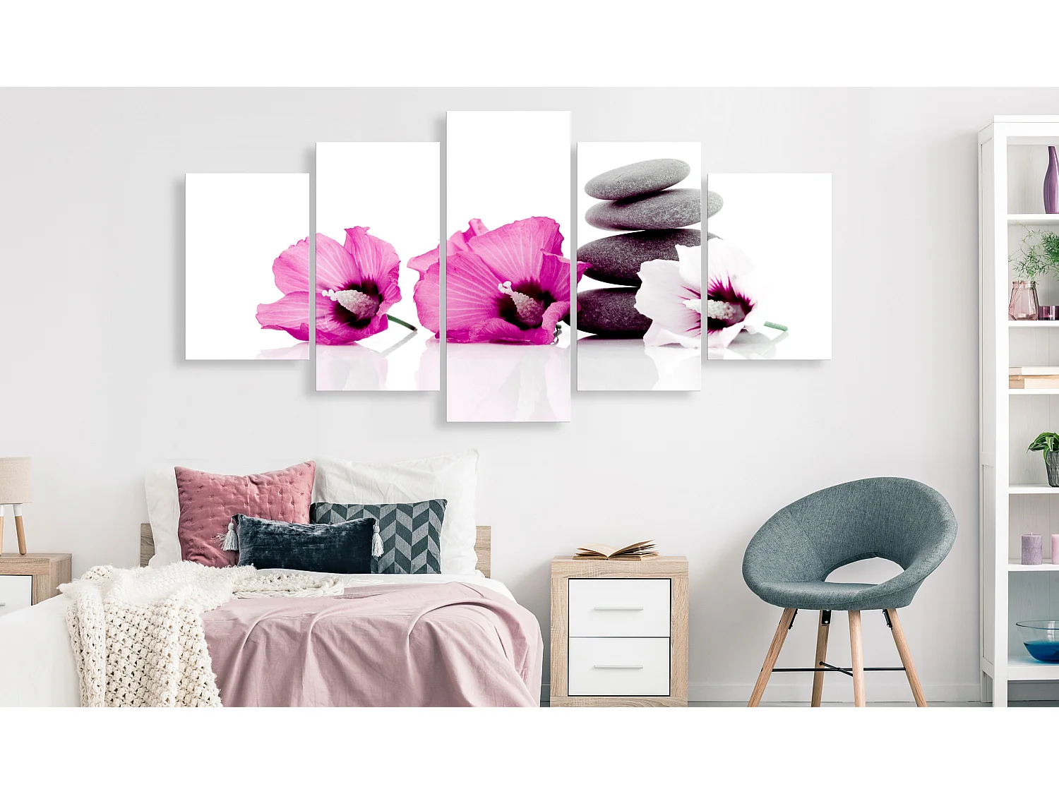 Quadro - Calm Mallow (5 Parts) Wide Pink - 200x100