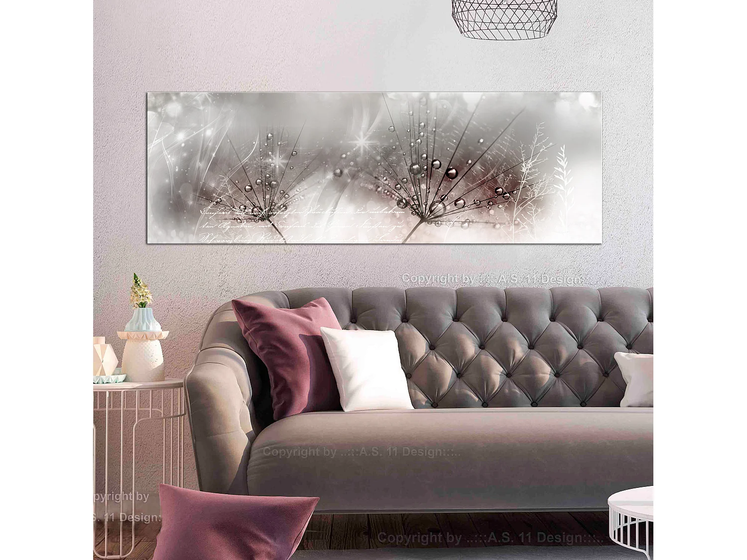 Quadro - Drops of Dew (1 Part) Pink Narrow - 150x50