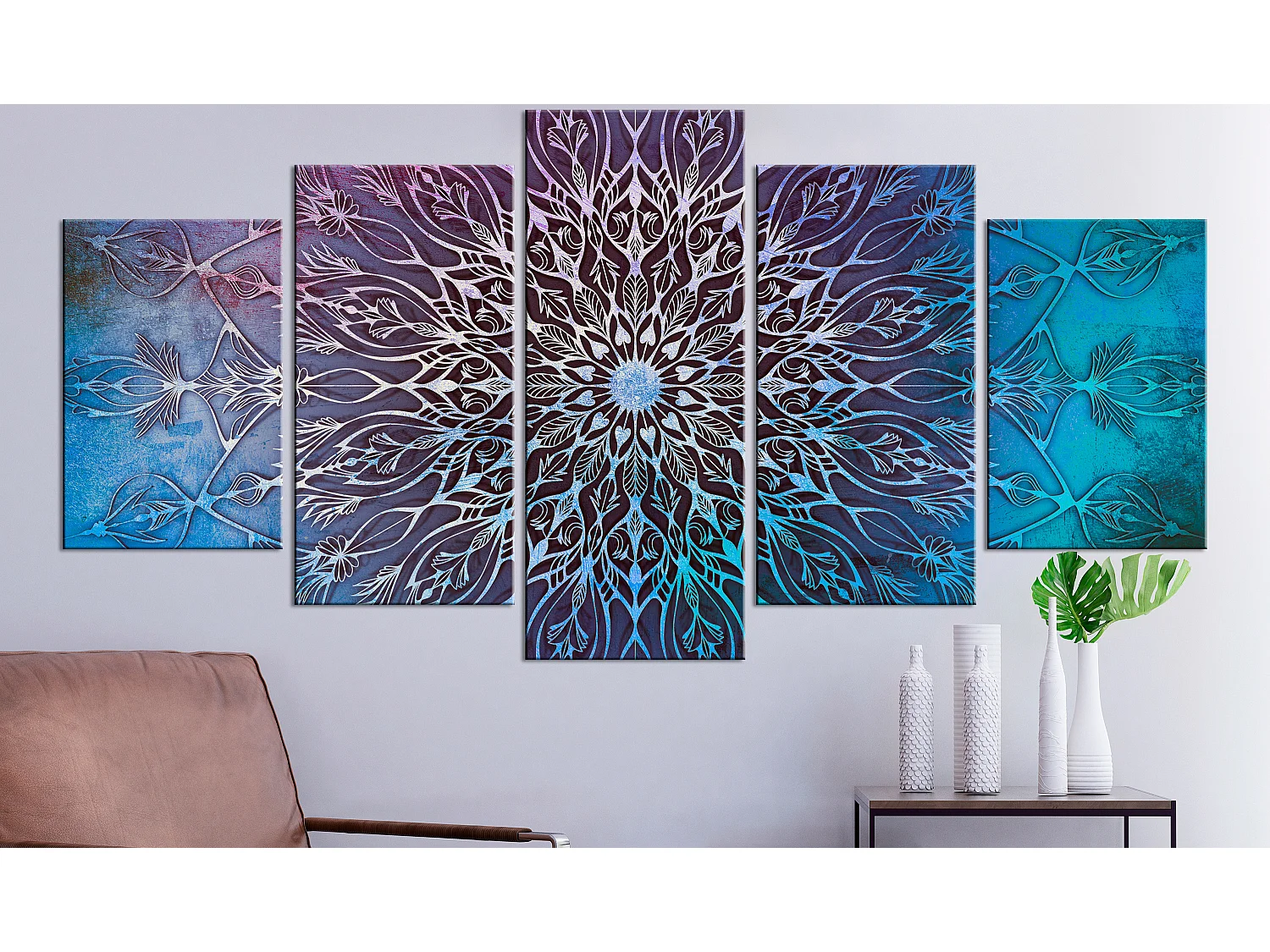 Quadro - Center (5 Parts) Wide Blue - 200x100