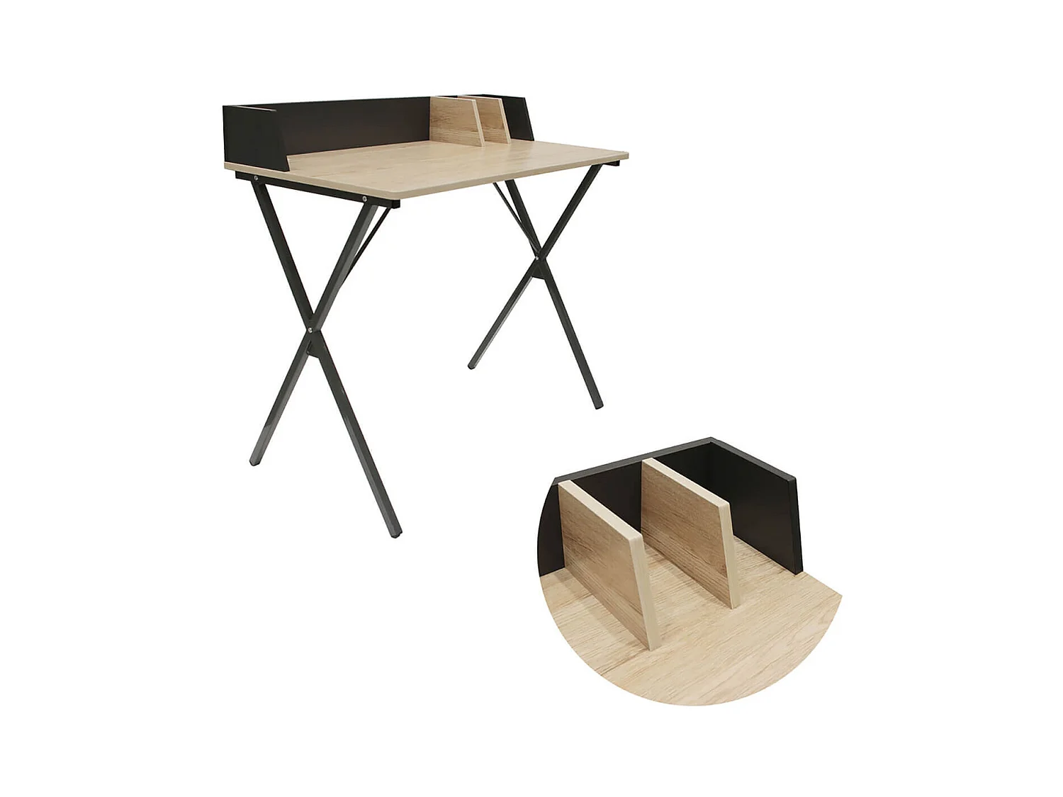 BADIE - Bureau Plateau Effet Bois et Piètement Noir