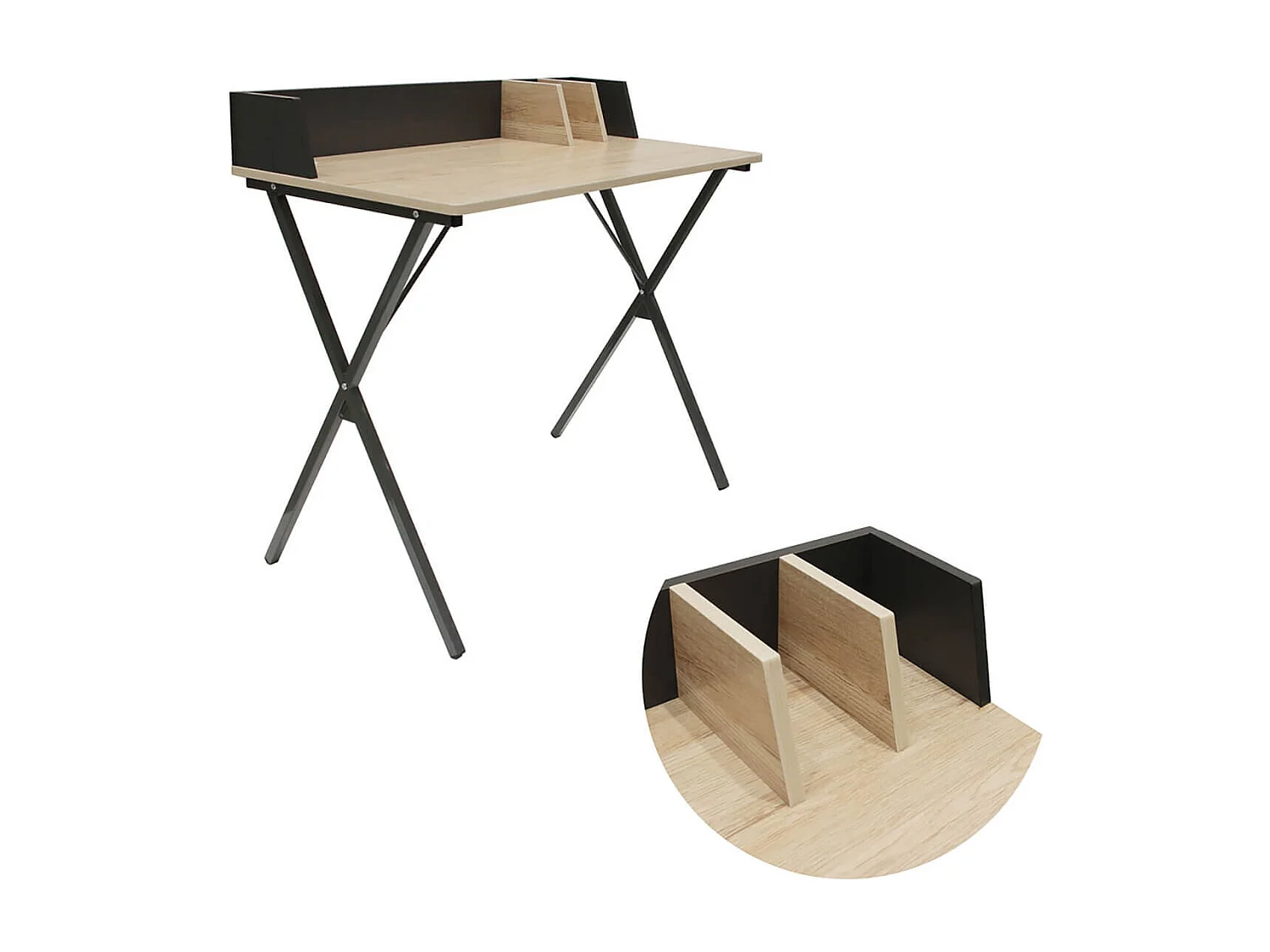 BADIE - Bureau Plateau Effet Bois et Piètement Noir