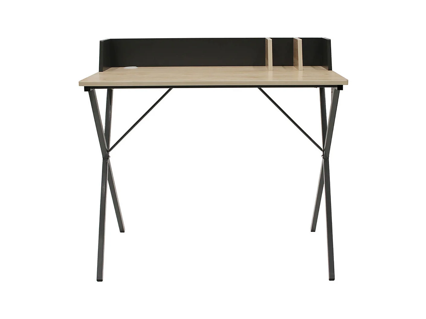 BADIE - Bureau Plateau Effet Bois et Piètement Gris Foncé