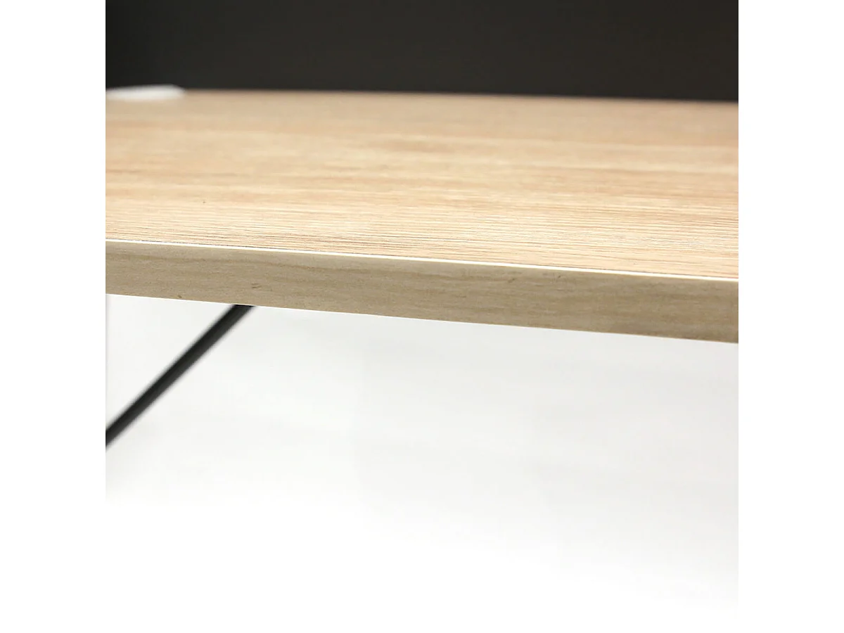 BADIE - Bureau Plateau Effet Bois et Piètement Gris Foncé