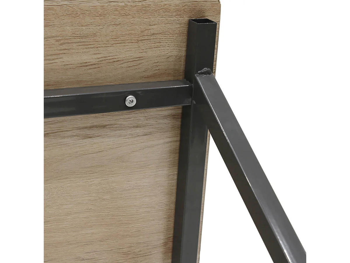 BADIE - Bureau Plateau Effet Bois et Piètement Gris Foncé