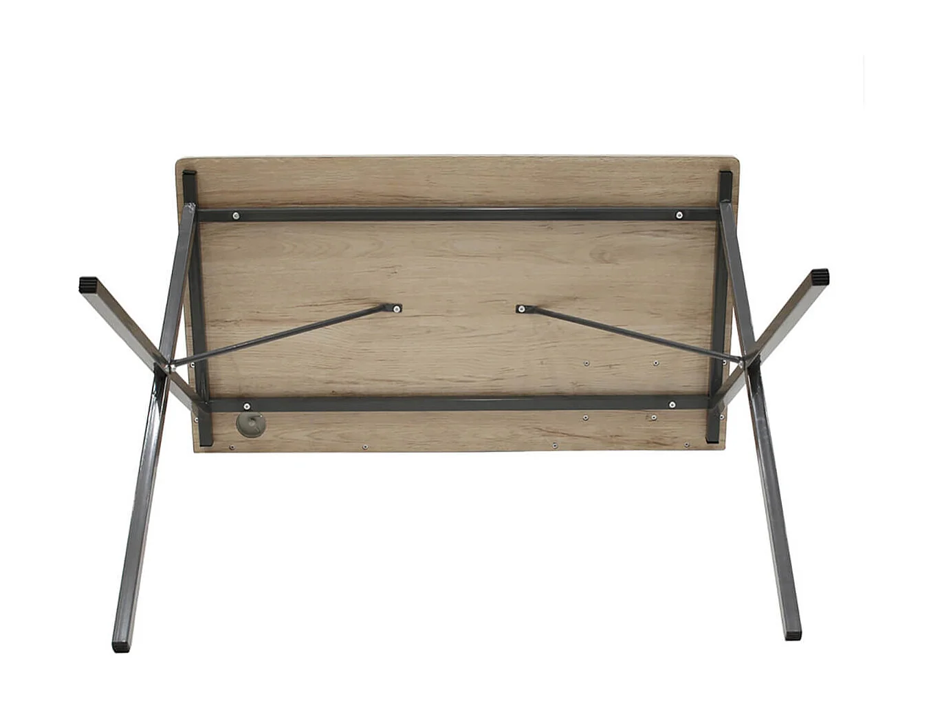 BADIE - Bureau Plateau Effet Bois et Piètement Gris Foncé