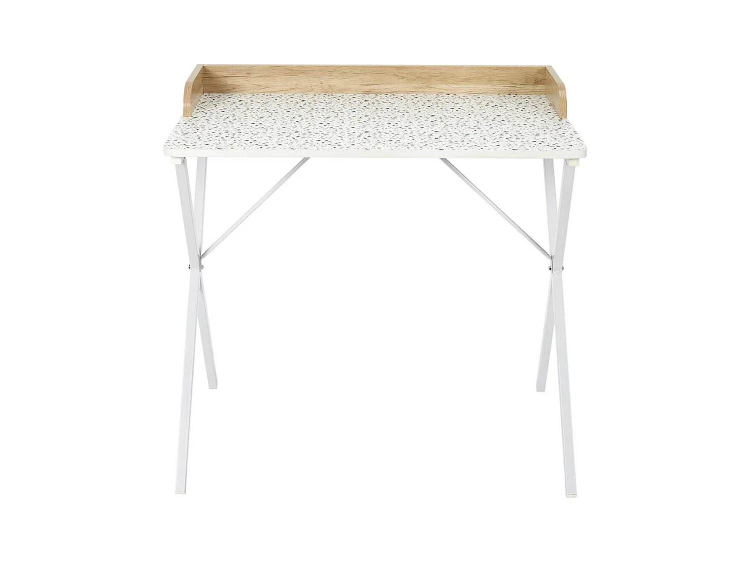 PINTO - Bureau Blanc Motifs Eclats Rebord Effet Bois