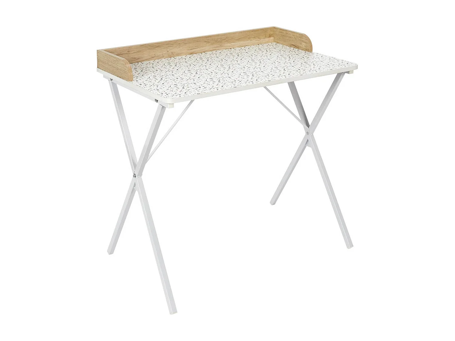 PINTO - Bureau Blanc Motifs Eclats Rebord Effet Bois