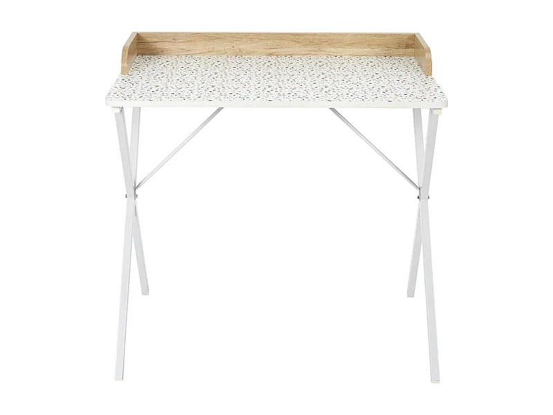 PINTO - Bureau Blanc Motifs Eclats Rebord Effet Bois