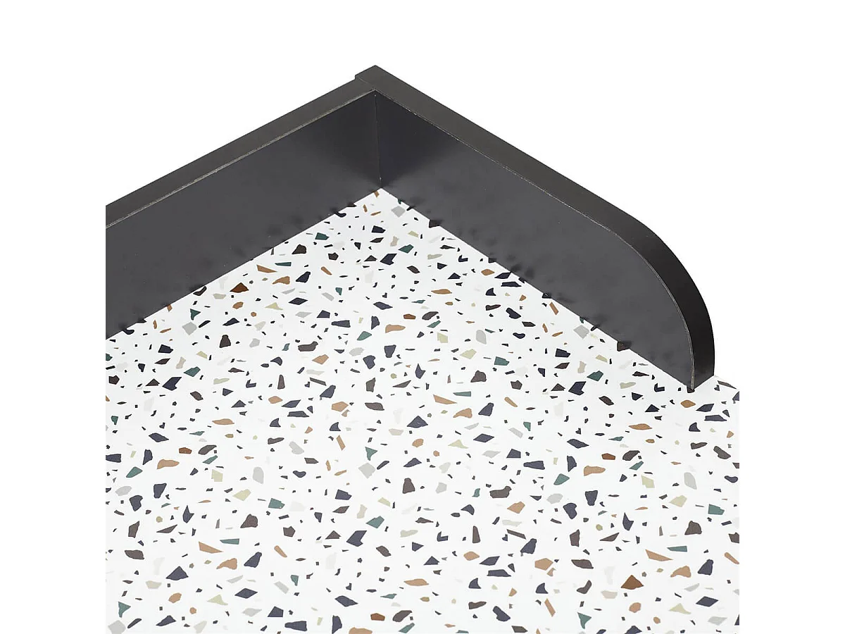 PINTO - Bureau Blanc Motifs Eclats Rebord Noir