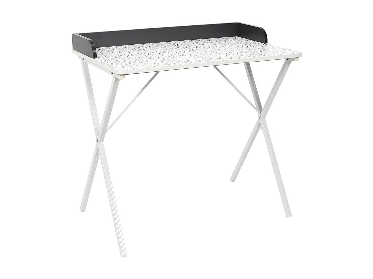 PINTO - Bureau Blanc Motifs Eclats Rebord Noir