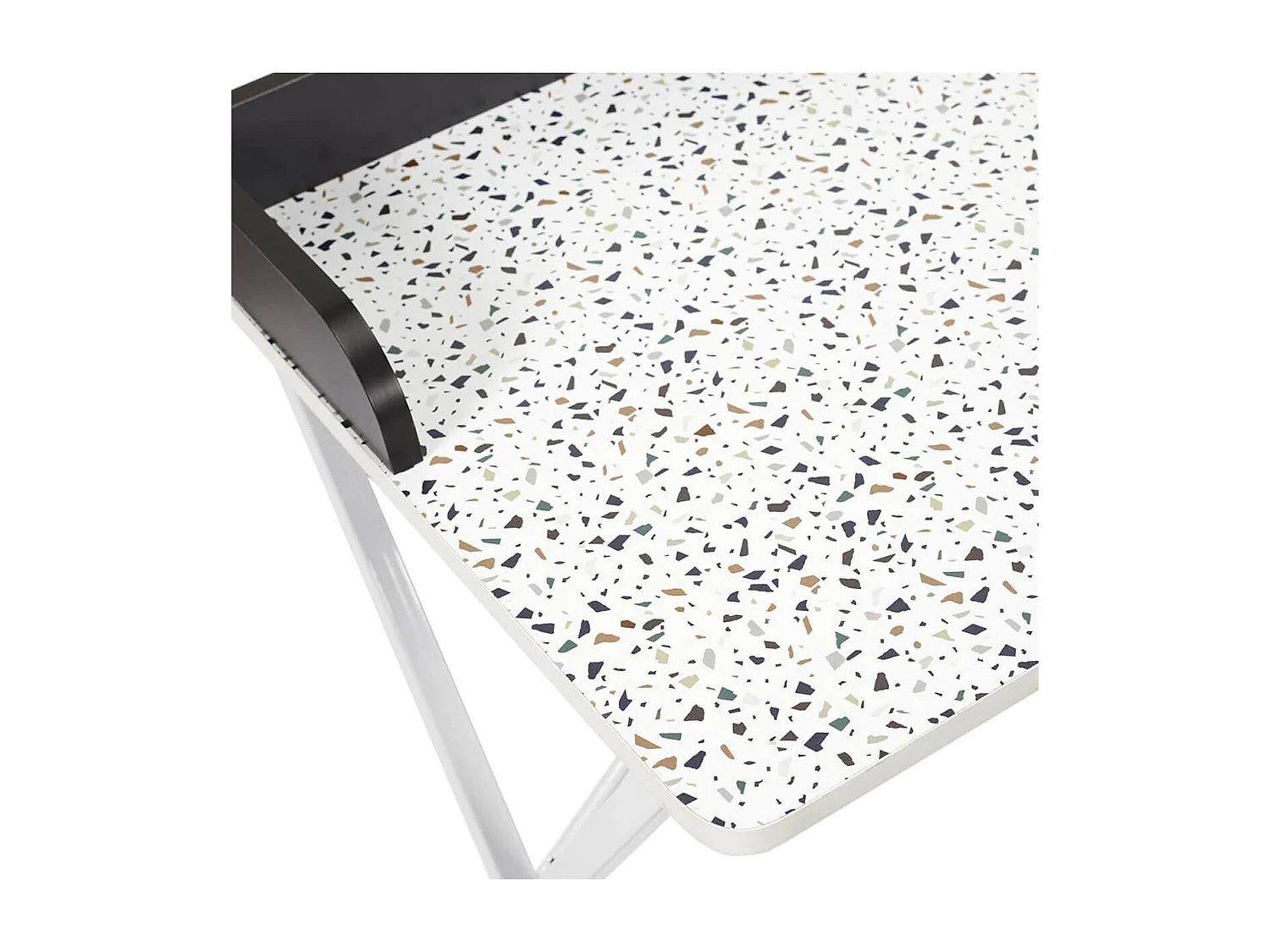 PINTO - Bureau Blanc Motifs Eclats Rebord Noir