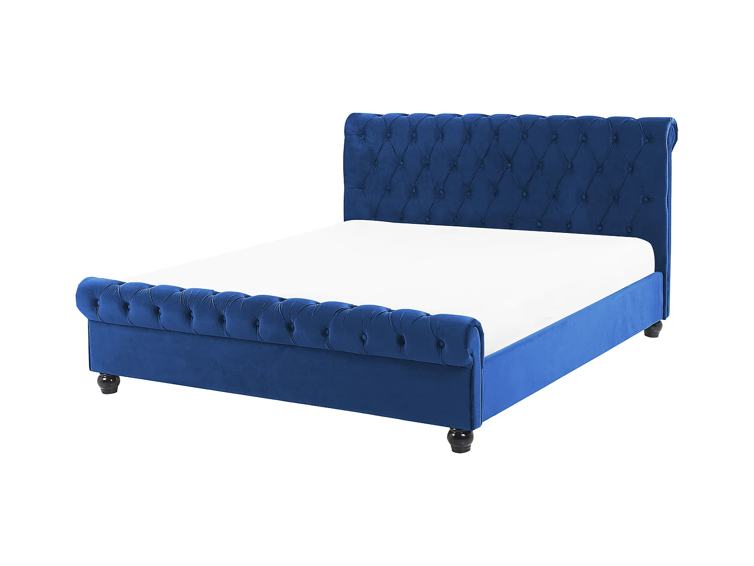 Lit avec sommier Velours AVALLON 160 x 200 cm Bleu marine