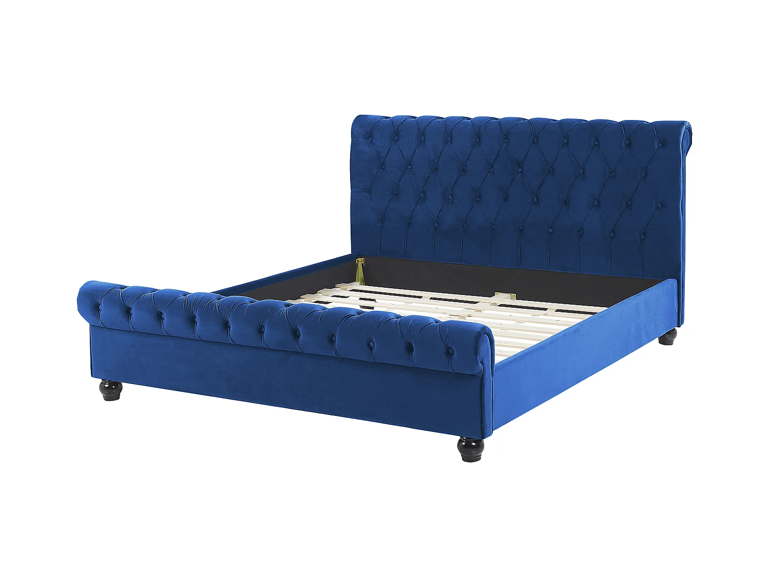 Lit avec sommier Velours AVALLON 160 x 200 cm Bleu marine