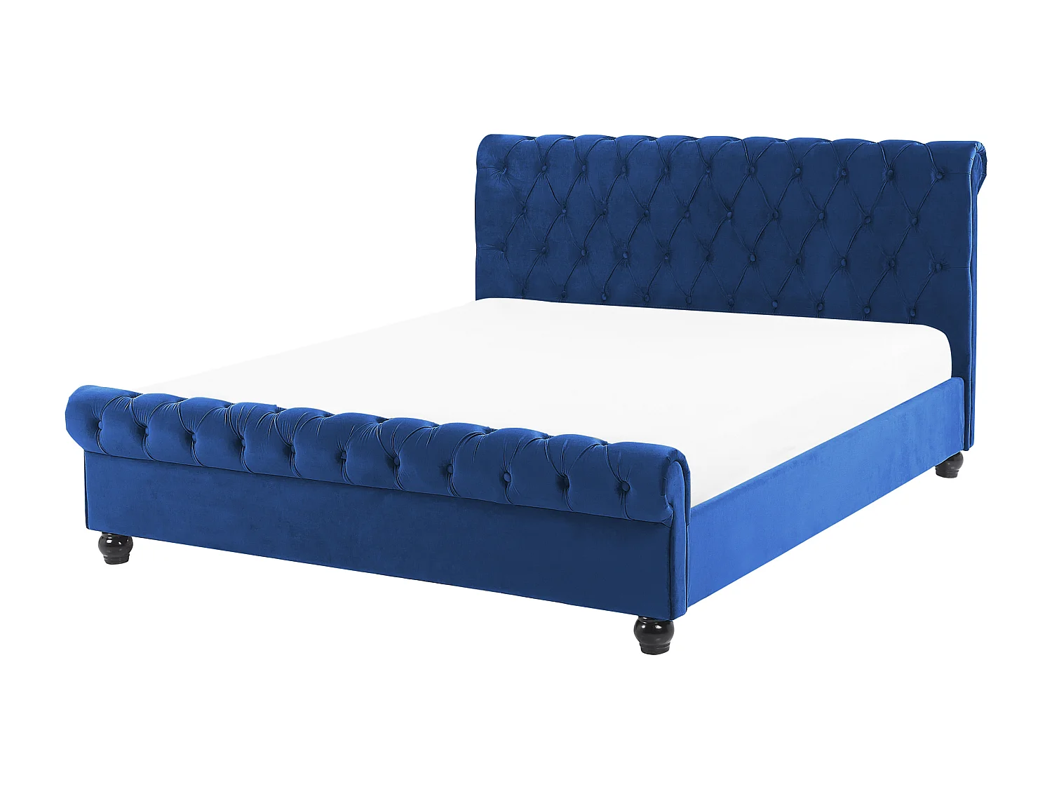 Bett mit Lattenrost Samtstoff AVALLON 160 x 200 cm Marineblau