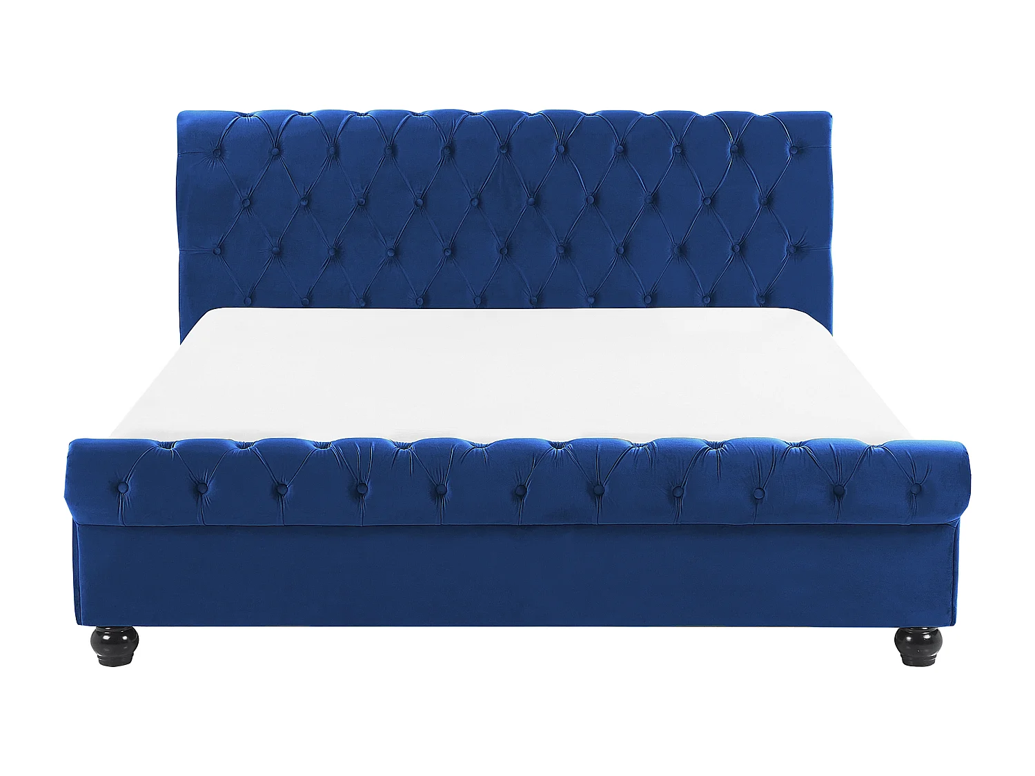 Bett mit Lattenrost Samtstoff AVALLON 160 x 200 cm Marineblau