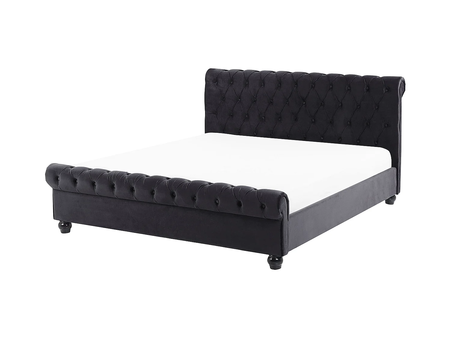 Lit avec sommier Velours AVALLON 160 x 200 cm Noir