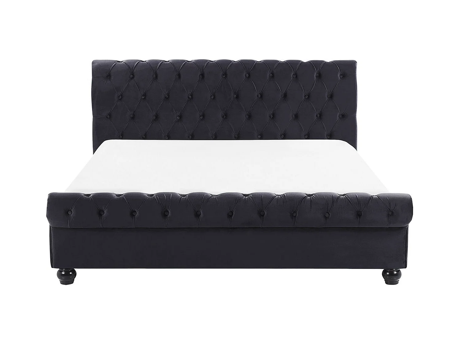 Lit avec sommier Velours AVALLON 160 x 200 cm Noir