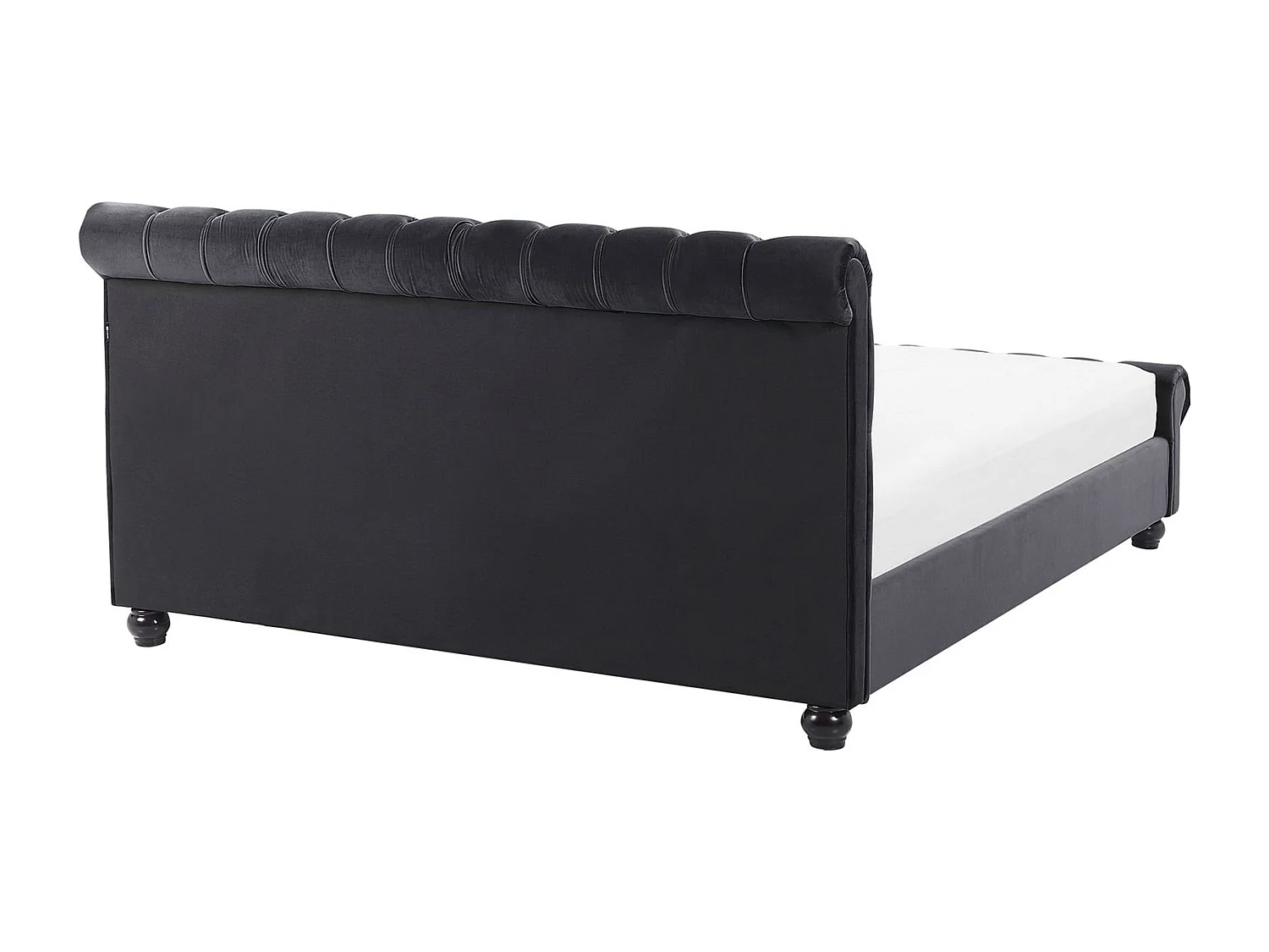 Klassisches Bett Polsterbezug Samtstoff Chesterfield Style schwarz Avallon