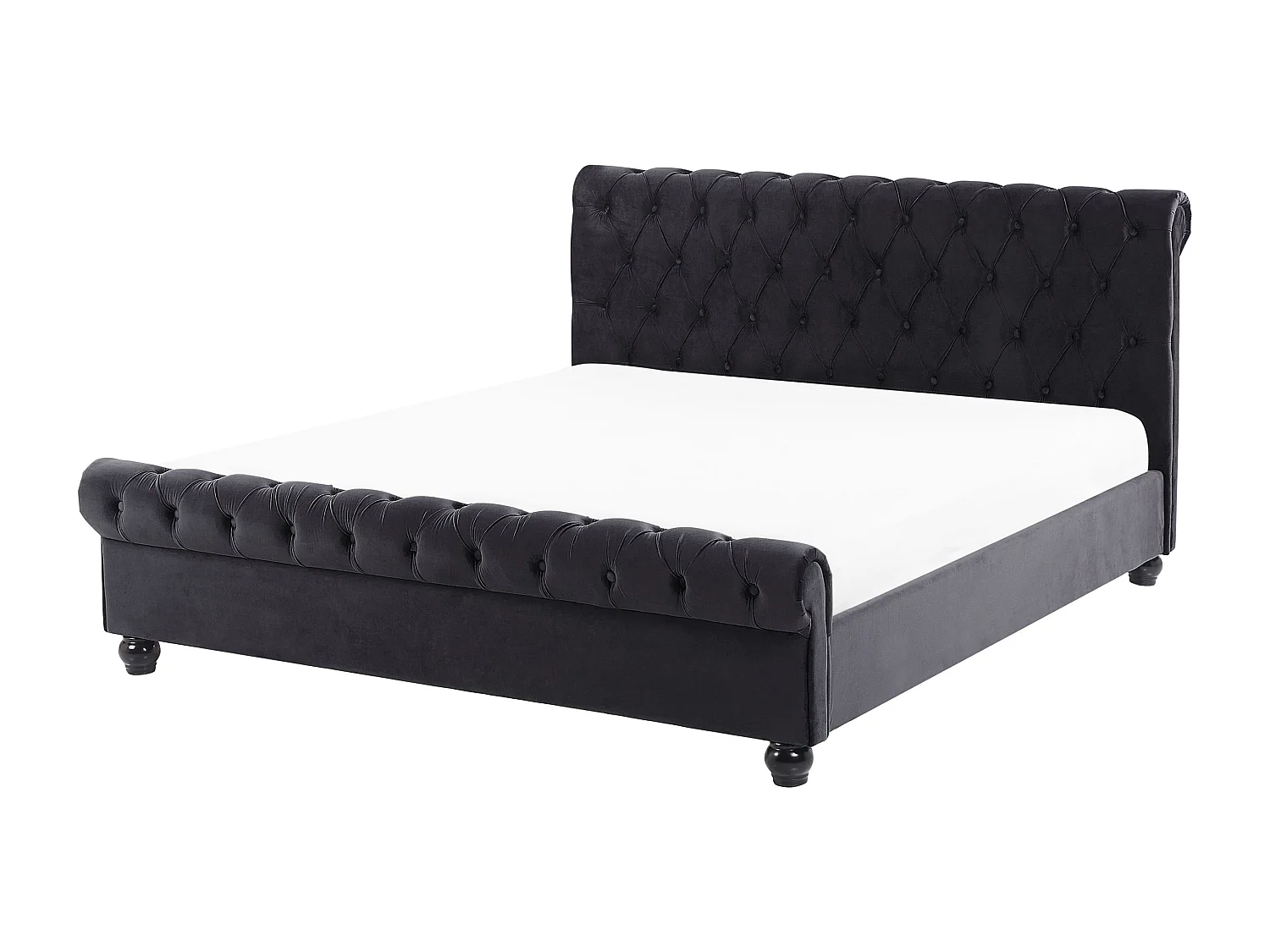 Lit avec sommier Velours AVALLON 160 x 200 cm Noir