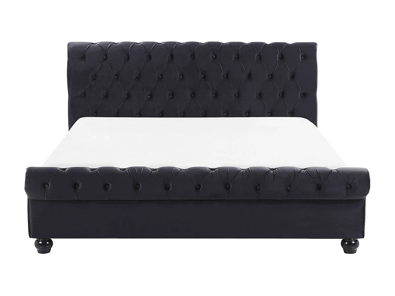 Lit avec sommier Velours AVALLON 160 x 200 cm Noir