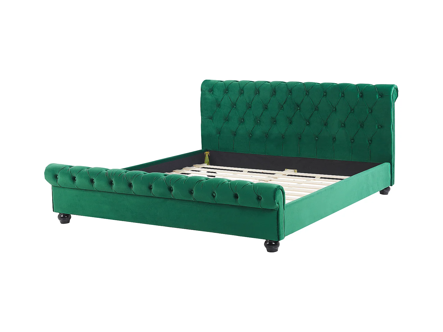 Britisches Bett Polsterbezug Samtstoff Chesterfield Style grün Avallon