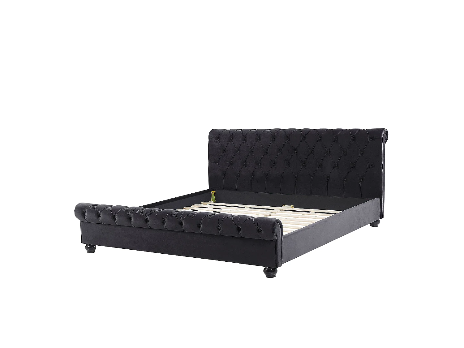 Lit avec sommier Velours AVALLON 180 x 200 cm Noir