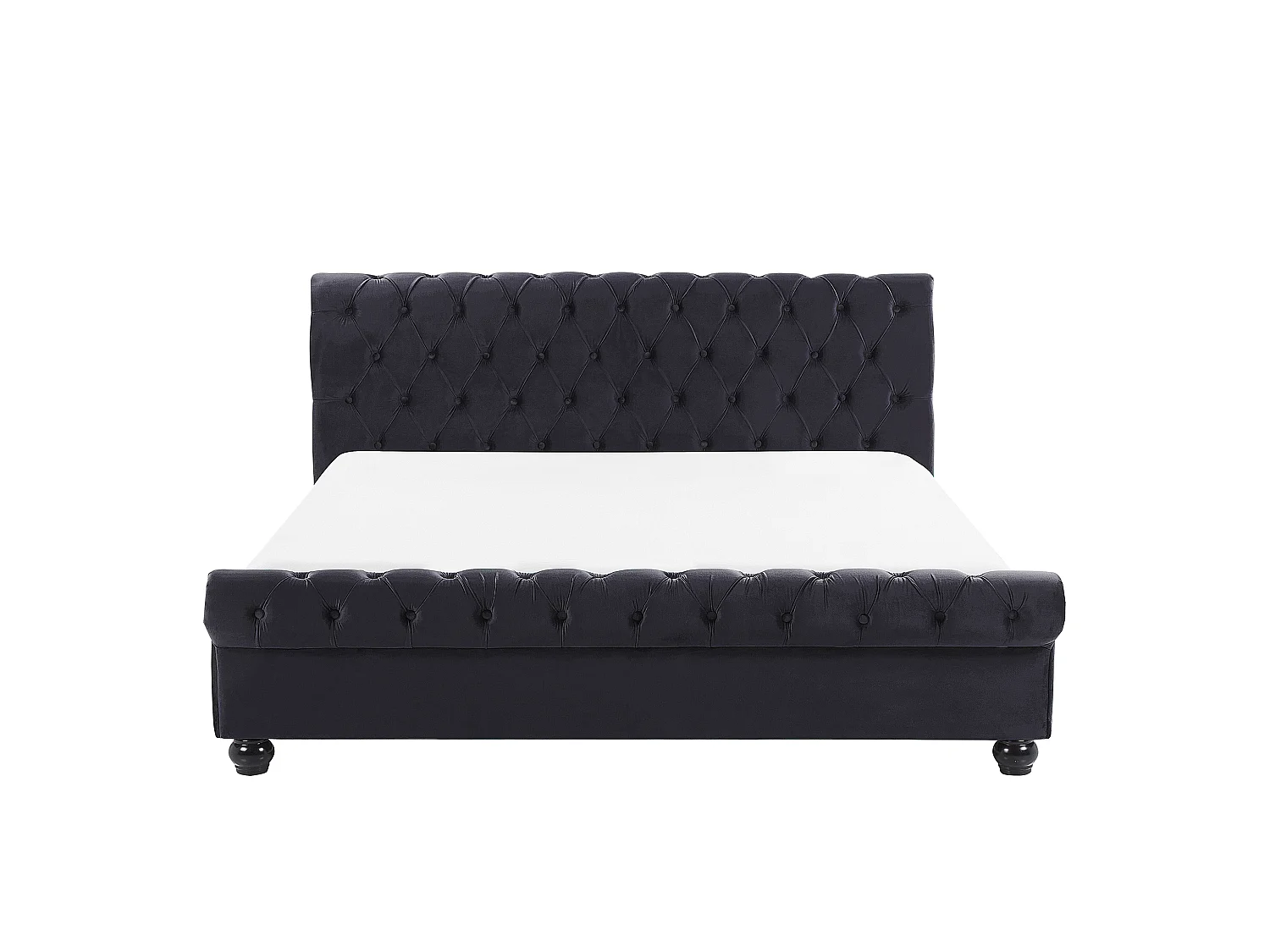 Lit avec sommier Velours AVALLON 180 x 200 cm Noir